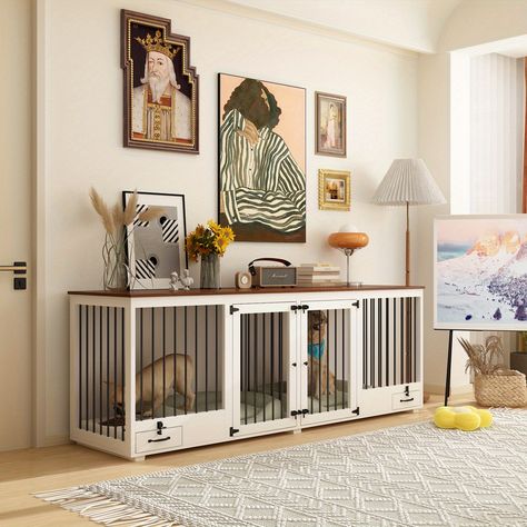 Faster shipping. Better service Large Dog Crate Furniture, Double Dog Crate, Furniture Style Dog Crate, Cat Crate, Wooden Dog Kennels, Wooden Dog Crate, Large Dog House, Corner Furniture, Large Dog Crate