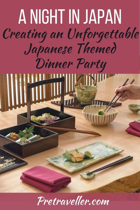 A Night in Japan: Creating an Unforgettable Japanese Themed Dinner Party - Pretraveller Night In Japan, Japanese Theme Parties, Japan Party, Japanese Hibachi, Themed Dinner Party, Japanese Party, Japanese Dinner, Asian Dinners, Japanese Table