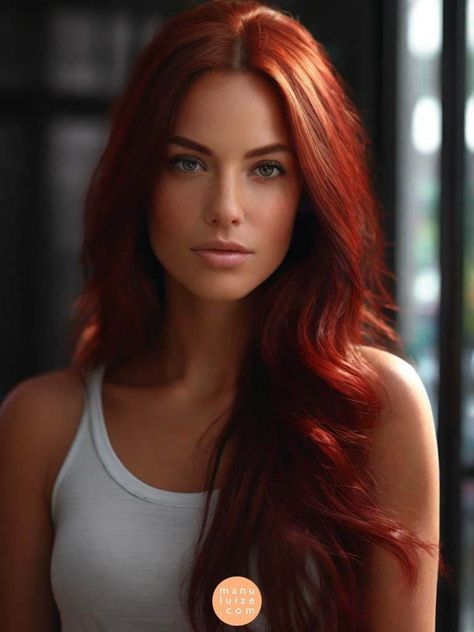 Get inspired by 25 red hair color ideas to inspire you in choosing your favorite shade of red hair for your next hair change! Ideas for: golden copper hair, dark copper hair, chocolate red hair, deep cherry red hair, crimson red hair, natural red hair, red hair woman, red hair styles, red hair aesthetic, dark cherry red hair, red hairstyles, light red hair, red hair balayage. Muted Red Hair Color, Red Hair For Dark Autumn, Deep Red Copper Hair Color, Red Hair Cowgirl Aesthetic, 5rr Hair Color Red, Cherry Copper Hair, Dark Red Hair Blonde Highlights, 2024 Red Hair Trends For Women, Auburn Red Balayage