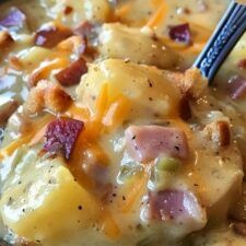 Potato, Ham, and Cheese Soup Ham And Potato Beer Cheese Soup, Potato Ham And Cheese Soup, Ham And Cheese Soup Recipes, Cheesy Ham And Potato Soup Instant Pot, Cheesy Broccoli Ham Soup, Potatoe Ham Cheese Soup, Ham And Potato Soup Crockpot Cream Cheese, Potato Ham Soup Recipe, Ham Cheese And Potato Casserole