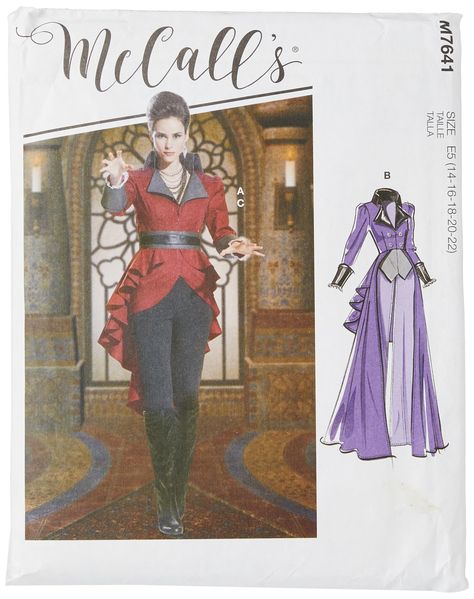 PRICES MAY VARY. Includes (1) kit with pattern pieces and sewing instructions. Sewing pattern creates costume that fits E5 Size (14-16-18-20-22). This kit includes the pattern needed to create a partially lined, fitted zip front jacket along with a skirt with gathered sleeves to complete the look. Included is also a contrast collar, lapel, cuffs, buttons, and belt. Look great at Halloween parties or cosplay conventions when you put on this stunning countess jacket costume. Necessary pattern mate Women's Sewing Pattern, Halloween Sewing, Costume Sewing Patterns, Costume Patterns, Sewing Patterns For Kids, Mccalls Sewing Patterns, Gathered Sleeves, Sewing Design, Mccalls Patterns