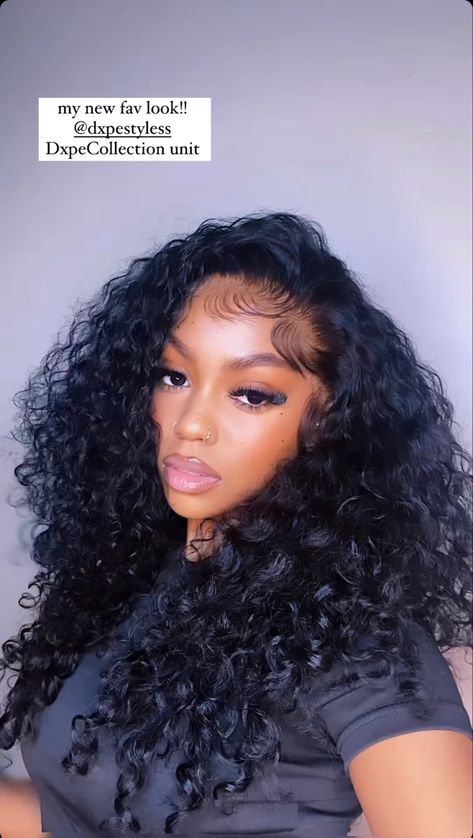 Deep Curls Hairstyles For Black Women, Water Wavy Hair Weave, Curly Wig With Fluffy Edges, Cute Curly Wigs For Black Women, Curly Wig Edges Ideas, Curly Lace Front Wigs Puffy, Edges On Curly Wig, 20 Inch Water Wave Wig, Closure Curly Wig Hairstyles