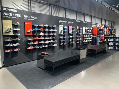 Hudson Group opens new NIKE store at The Point Shopping Complex - Hudson Holdings Nike Tenis, Shoe Store Design, Clothing Store Interior, Store Interiors, Shoes Shopping, Retail Store Design, Sneaker Stores, Shop Front Design, Store Design Interior