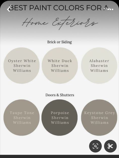 Paint Colors That Go With Stone, Best Exterior House Paint Colors 2025, Alabaster Color Palette Exterior, Taupe Trim Exterior, Exterior House Colors Neutral, Taupe Stucco House Exterior, Exterior Taupe House Colors, Greige Shutters, Best Beige Exterior Paint Color