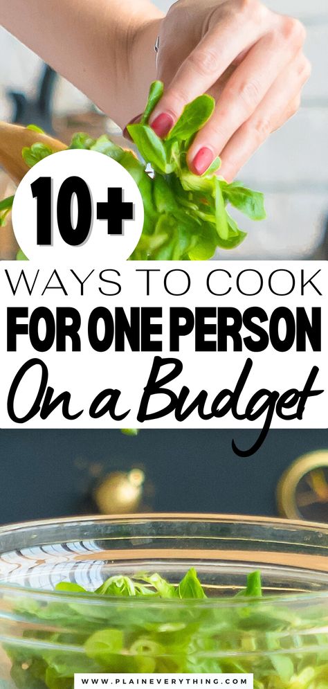 How to Cook For One Person On A Budget Cooking For One Healthy Easy Meals, Cooking For One On A Budget, Healthy Eating For One Person, Meals Everyone Should Know How To Cook, Healthy Meals For 1 Person, Eating Healthy On A Budget For One, Single Food Meals, Meal Planning For One Person, Cheap Meals For One Person