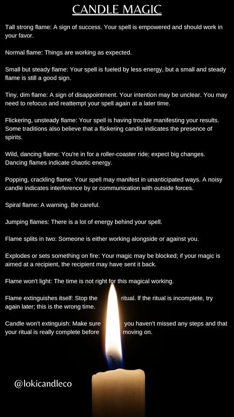 A guide on how to read candle flames when practicing candle magic in witchcraft. The candle flame's behavior means different things, and this guide can help you interpret your candle flames when doing candle magic spells. Candle Magick Flame Meaning, Silver Candle Magic Spells, Candles Meaning Magic, Reading A Candle Flame, Motivation Candle Spell, Candle Meanings Witchcraft, Read Candle Flame, Flame Reading Witchcraft, How To Read Candles