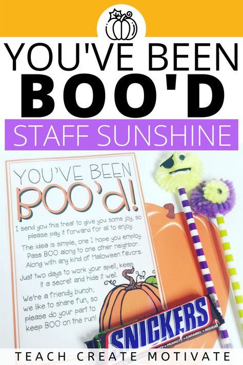 Teacher You’ve Been Booed, Staff Appreciation Fall Ideas, Boo Bags For Work, You've Been Booed Ideas For Teachers, Halloween Treats For Office Staff Gifts, Halloween Sunshine Committee, You've Been Booed Teacher, You’ve Been Booed Coworker, You’ve Been Booed Classroom