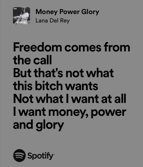 I Want Money Power And Glory, Money Power Glory Lana Del Rey, Ali Core, Money Buys Happiness, Money Power Glory, Mad Woman, Lady Macbeth, Meaningful Lyrics, Mad Women