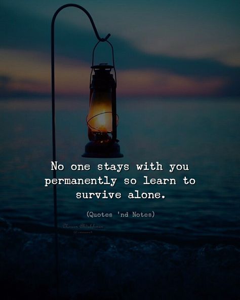 No one stays with you permanently so learn to survive alone. No One Stays, Life Changing Quotes, Soul Quotes, After Life, Quotes And Notes, Heart Quotes, Change Quotes, Self Quotes, Better Life Quotes