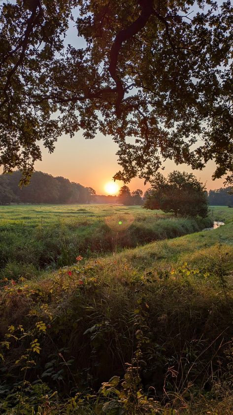 Wonderful sunrise at the Auter in Resse, Hanover region, Lower Saxony. Aesthetic Nature Scenery, Beauty Of Nature Photography, Landscape Photos Nature Scenery, Senery Pic Landscape, Sunrise Photography Mornings, Nature Astethic, Full Sun Photography, Nature With Sunset, Sunset In A Field