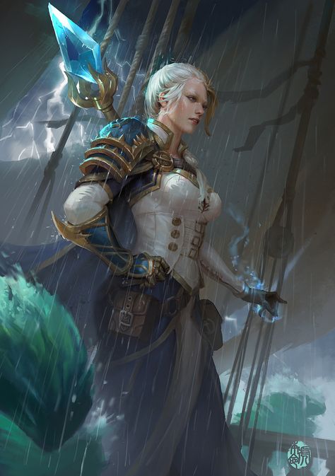 ArtStation - Daughter of the sea Jaina, jinhao yang Draenei Paladin, Daughter Of The Sea, Blizzard Warcraft, Jaina Proudmoore, World Of Warcraft Characters, Warcraft Characters, Warcraft Art, Wow Art, Sci Fi Art