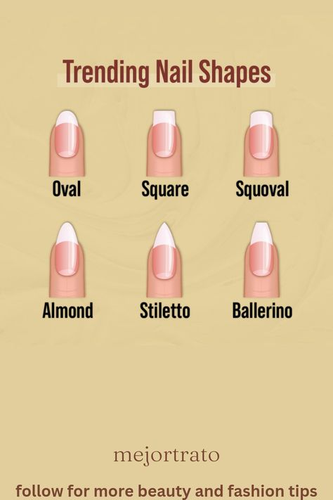 Trending Nail Shapes, Mail Shapes, Nail Shape Chart, Types Of Nails Shapes, Latest Nail Colours, Donut Decorating Ideas, Nails Shapes, Big Finger, Romantic Nails