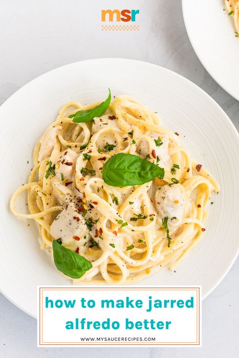 Looking for a quick, elevated meal? Grab a jar of alfredo sauce and let's use one of our 25 ways to make it better! Make Jar Alfredo Sauce Better, Recipe Using Alfredo Sauce, Balsamic Reduction Sauce, Jarred Alfredo Sauce, Fettucini Alfredo, Make Alfredo Sauce, Pasta Types, Pasta Alfredo, Alfredo Sauce Recipe