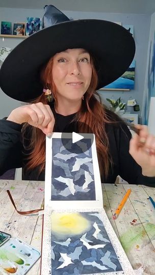 81K views · 10K reactions | Reverse or negative watercolor painting is such a fun technique to play with. It can show us about depth and help us with brush control!  If you need help with drawing the bats Andrea's video she posted last week is so helpful! You can find it in her page @andrea.nelson.art  The key to this is to go darker each time, never painting inside the bats, only paint the spaces between them. Also, placing some of the bats behind others as you work darker and darker will help to create the illusion!  I am using a sketchbook with watercolor paper, a size 3 quill brush, and my unicorn food watercolors for this one!  #watercolor #easywatercolor #halloweenpainting #halloweenart #bats #learnwatercolor #reversewatercolor #negativewatercolour | Lacey Walker | rebelunicorncrafts Negative Painting Watercolor, Negative Watercolor Painting, Help With Drawing, Negative Watercolor, Andrea Nelson Art, Unicorn Food, Negative Painting, Space Watercolor, Learn Watercolor