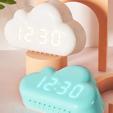 Shop Kawaii Cloud Shaped Alarm Clock - cute cloud shaped digital alarm clock. Will be perfect addition for kawaii aesthetic desk decor. Package Includes: 1x Clock, 1x USB cable, 1x User Manual Powered by USB or AAA battery Size: 5.9x3.5x1.5 in (15x9x4 cm) Material: ABS Plastic