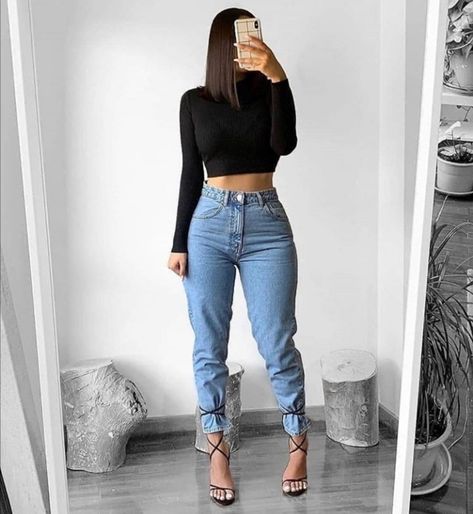 Casual Bar Outfits, Bar Outfits, Causual Outfits, Looks Chic, Waist Jeans, Teenage Fashion Outfits, Fashion Mode, Looks Style, Winter Fashion Outfits