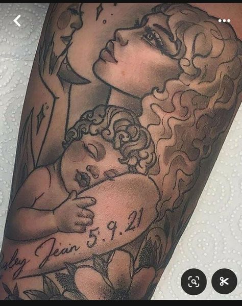 Daughter Name Tattoos For Mom Unique, Mother Of One Tattoo Ideas, Two Kids Tattoo Ideas For Mom, Matching Parent Tattoos For Baby, Tattoo Dedicated To Kids, Mom Son Tattoo Ideas, 3 Kid Tattoos For Moms, Tattoos For Your Baby, Baby Tattoos For Moms Unique