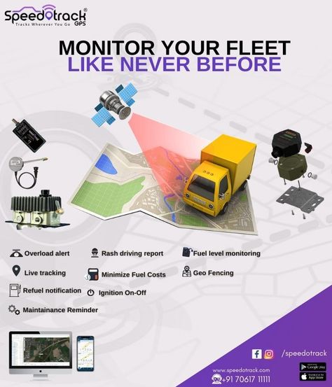 Our Fleet monitoring track the activity of all your fleet at one place!, normally using a GPS tracking unit fitted to the vehicle or equipment being tracked. Speedotrack tracking systems regularly transmits the equipment or vehicle location using a built-in cellular or satellite connection! Visit www.speedotrack.com or call us at +91 70617 11111 for more Details. #speedotrack #gpstracker #gpsindia #RealTimeTracking #FuelMonitoring #Telematics Car Tracking, Portfolio Designs, Vehicle Tracking System, Gps Tracking System, Vehicle Tracking, Track Car, Gps Tracking, Tracking System, Gps Tracker