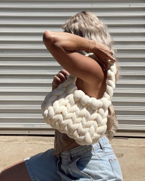 Chunky Bag Crochet, Chunky Knit Purse, Chunky Yarn Bag, Crochet Chunky Yarn, Chunky Knit Bag, Chunky Crochet Bag, Chunky Knit Crochet, Marshmallow Bag, Purse Aesthetic