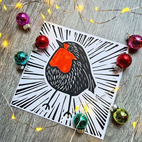 Lino Print Christmas, Robin Christmas, Print Christmas Card, Linocut Printmaking, Lino Art, Lino Cut, Linocut Art, Christmas Decorations Rustic, Christmas Card Design