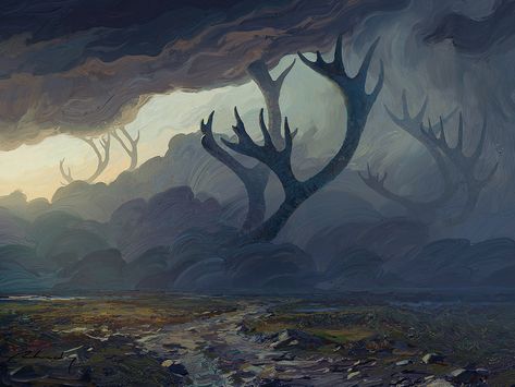 "Storm Over Taimyr", Artem RHADS Chebokha on ArtStation at https://www.artstation.com/artwork/4YV9k Super Powers Art, Photoshop Painting, Cosmic Horror, Fantasy Artist, Digital Art Illustration, Art Website, Fantastic Art, Environmental Art, Fantasy Landscape