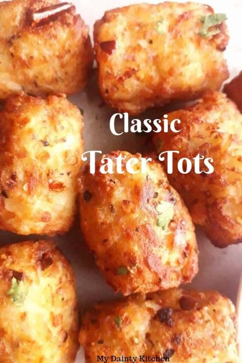 Homemade Tater Tot Recipes, Tatertots Recipes, Potatoe Receipe, Potato Appetizers Easy, Crispy Potato Bites, Potato Bites Recipe, Homemade Tater Tots, Tater Tot Recipes, Potato Tots