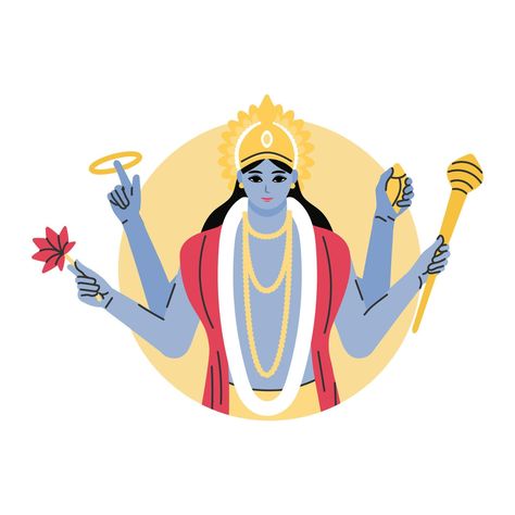 indian god lord vishnu. ethnic deity of Hinduism mythology. vector illustration design Vishnu Illustration, Gods Illustration, Vishnu Art, Indian God, Lord Vishnu, Cityscape Photos, Logo Banners, Indian Gods, Vector Illustration Design