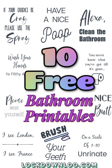 Bathroom Signs Printable Free Prints, Free Printable Bathroom Signs, Free Printable Bathroom Wall Art, Free Bathroom Printables, Bathroom Printables Free, Bathroom Posters Funny, Printable Bathroom Signs, Bathroom Wall Art Printables, Bathroom Printable