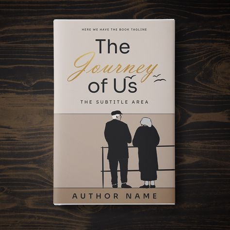 Introducing “The Journey of Us,” a beautifully designed book cover that captures the essence of a lifelong journey shared between two people. The cover features a minimalist illustration of an elderly couple standing side by side, gazing into the distance, symbolizing their enduring bond. The color palette consists of soft beige and black tones, providing a gentle and nostalgic feel. The title “The Journey of Us” is elegantly presented in a combination of serif and script fonts, adding a touc... Book Cover Minimalist, Minimalist Book Cover, Nostalgic Books, Elderly Couples, Minimalist Illustration, Black Tones, Soft Beige, Beige And Black, Cover Book