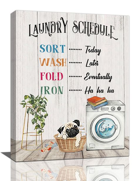 PRICES MAY VARY. LAUNDRY DECOR FOR LAUNDRY ROOM: Laundry room decor and accessories had already stretched and framed, ready to hang. LAUNDRY WALL DECOR: This farmhouse bathroom decor is printed on a waterproof, durable, polyester canvas, using environmental ink, UV and fading resistant. LAUNDRY ROOM WALL ART: The country laundry signs suitable for dining room, bathrooms, bedroom, kitchen, gallery, bar, kids room, office, hotel, yoga room, gym, class room, etc. CHRISTMAS GIFTS: The laundry room d Hobby Lobby Laundry Room Decor, Laundry Rules, Country Laundry, Decorations For Bathroom, Bachelor Decor, Vintage Laundry Room Decor, Laundry Schedule, Room Decor Canvas, Laundry Room Wall Art