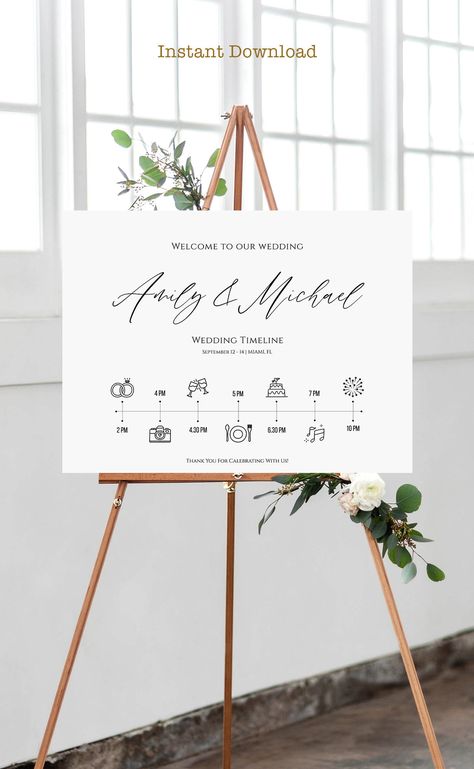 Wedding Welcome Sign Itinerary, Wedding Timing Schedule, Wedding Time Line Sign, Wedding Schedule Of Events, Party Schedule, Wedding Entrance Sign, Schedule Of Events, Timeline Template, Wedding Schedule