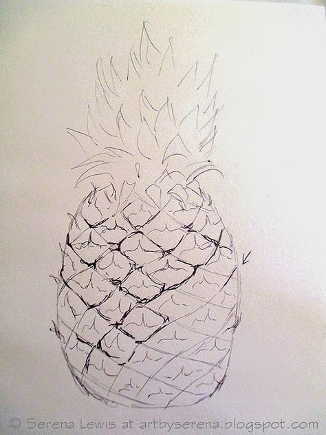 Drawing Of Pineapple, Pineapple Sketch, Pineapple Drawing, How To Sketch, Tree Bark Texture, Moleskine Sketchbook, Sketching Tips, A Level Art Sketchbook, Cotton Handbag