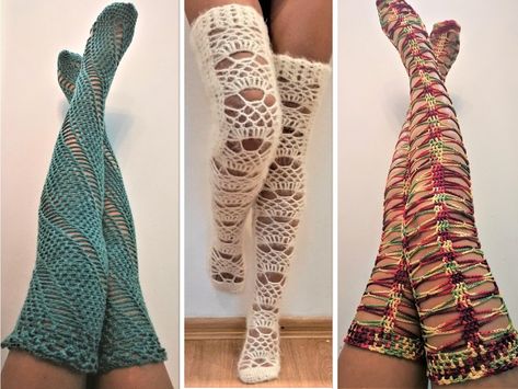 Crochet Thigh High Socks, Baby Socks Design, Cable Socks, Crochet Baby Socks, Socks Crochet, Crochet Lingerie, Sock Designs, Thigh High Sock, Free Easy Crochet Patterns