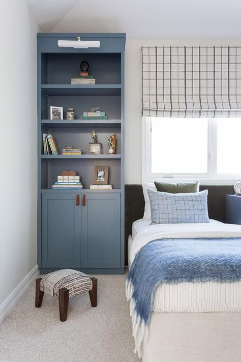 Blue Boys Bedroom, Shared Boys Rooms, Boys Room Blue, Bedroom Built Ins, Boy's Rooms, Blue Shelves, Boys Room Design, Boy Bedrooms, Big Boy Bedrooms