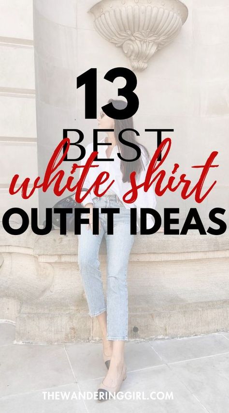 Wondering what to wear with a white shirt? This post shows you 13 amazing white shirt outfit ideas that look not too formal but also very classy and elegant. These classy white button down shirt ideas are great to wear to work or for a casual everyday outfit. If you ever get stumped on how to style a white button down shirt, save this post! White Shirt Outfit Women Classy, Long White Shirt Outfit, White Shirt Outfit Ideas, Denim Shirt Outfit Women, White Button Down Outfit, Shirt And Jeans Women, Button Shirt Outfit, White Blouse Outfit, Buisness Outfits