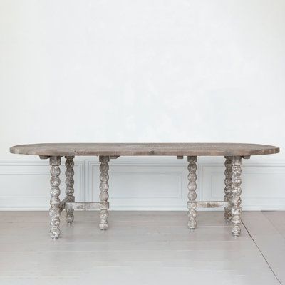 This Oval Dining Table stands out with its whitewashed finish, offering a fresh take on classic farmhouse design. Crafted from pine wood, it exudes a rustic yet refined aesthetic that complements any French country-inspired interior. The table's generous dimensions, 96.75 inches long by 37.25 inches wide by 30 inches high, accommodate large family dinners and festive gatherings, supporting up to 260 pounds. Delivered via truck ship in a knockdown format, it promises an easy setup, inviting anyon Pine Wood Dining Table, Oval Dining Room Table, Folding Coffee Table, Wood Folding Table, Plank Table, Dining Table Brown, Reclaimed Wood Table, Brick Molding, Classic Farmhouse