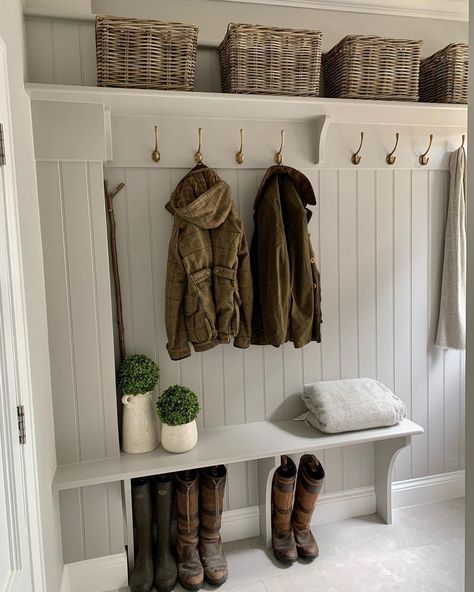 1,090 Likes, 92 Comments - Dorset House Project (@dreamhousedorset) on Instagram: “Boot room complete!  To be honest it’s a big exaggeration to call it a “room” - more like a tiny…” Boot Room Utility, Vstupná Hala, Utility Room Designs, Mudroom Remodel, Mud Room Entry, Hallway Inspiration, Mudroom Decor, Mudroom Laundry Room, Casa Country