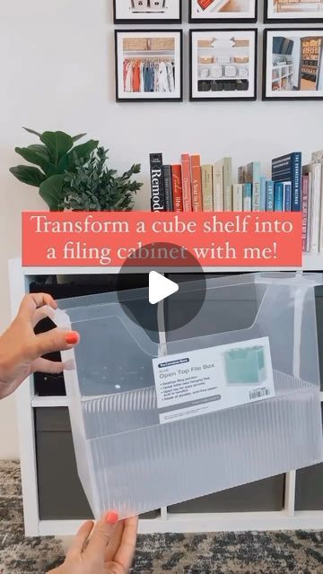 The Container Store on Instagram: "No filing cabinet? No problem! 💙 Try this hidden filing cabinet hack by @theorderlyspace. 📝   Use our Clear Open Top File Storage Box with a cube storage system. #TheContainerStore  #filecabinet #filingcabinet #storagebox #homeoffice #storageideas #organizationtips #organizingtips #hometips #homehacks #homeofficeideas" Kallax Filing Cabinet Hack, Adding Doors To Cube Storage, File Storage Ideas, Cabinet Hack, Cube Shelves, The Container Store, Filing System, File Storage, Container Store