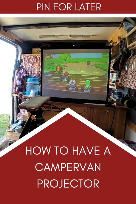 Camping Projector, Projector In Rv, Projector In Camper, Tv In Campervan, Camper Projector Screen, Be Campervan, Van Projector Screen, Campervan Projector, Warehouse Plan