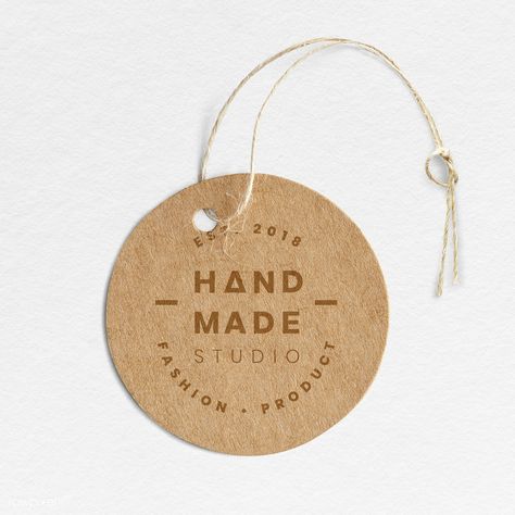 Round handmade studio label mockup | premium image by rawpixel.com / KUTTHALEEYO Handmade Logo Design, Tag Mockup, Hang Tags Clothing, Label Mockup, Handmade Logo, Creative Banners, Fashion Packaging, Handmade Packaging, Design Label