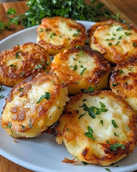 The Pioneer Woman - Ree Drummond❤️🌹❤️ | 🥔🧀 Stuffed Potato Cakes 🧀🥔 | Facebook Stuffed Potato Patties, Stuffed Potato Cakes, Potato Rounds, Air Fryer Potato, Crispy Baked Potatoes, Potato Cakes Recipe, Potato Stacks, Stuffed Potato, Gordon Ramsay Recipe