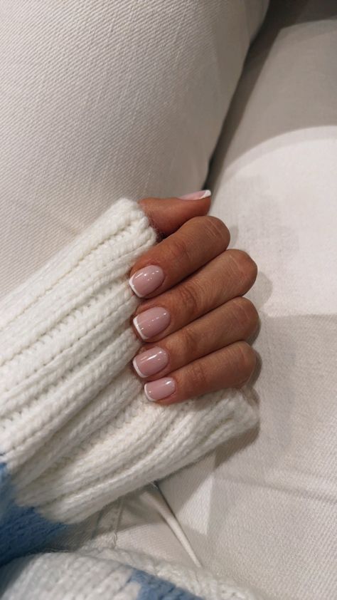 French Nails Small Nail, Clean French Manicure, Biab French Manicure, Short Biab French Tip Nails, French Nails Real Nail, Pink French Tip Gel Nails Short, White Tip Natural Nails, Short Short French Nails, French Manicure Real Nails