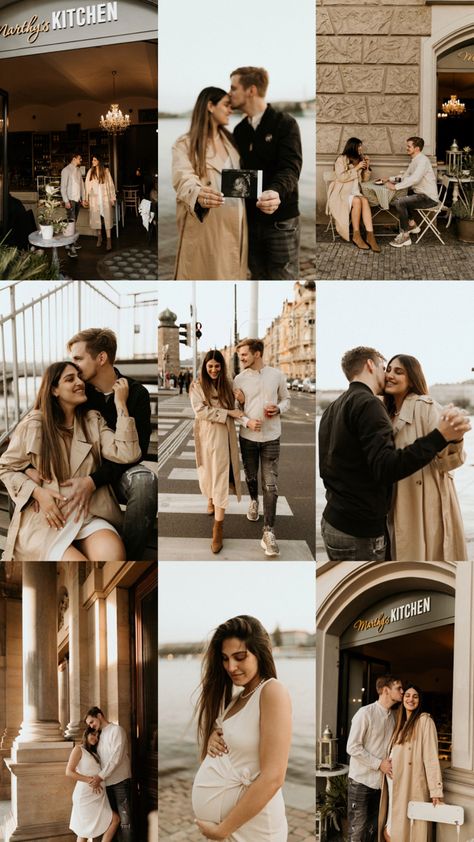 Pregnant Couple Outdoor, Maternity Photo Shoot Ideas In The City, New York City Maternity Photos, City Maternity Shoot Winter, Maternity Photo Shoot Ideas City, Street Maternity Photoshoot, Pregnant Outfit Spring, Downtown Maternity Photos, City Pregnancy Announcement