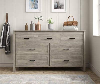 Shop Bedroom Dressers and Storage Dressers | Big Lots Rustic Dresser, Farmhouse Dresser, Clear The Clutter, Large Dresser, Grey Dresser, Oak Dresser, 7 Drawer Dresser, Laminated Mdf, Wooden Dresser