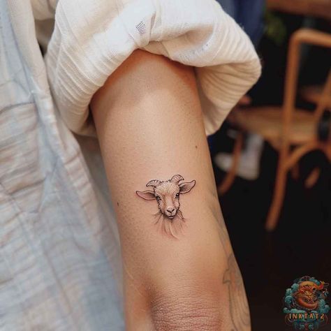 Unleashing the Adorable: The Charm of Goat Tattoos: 179 Designs - inktat2.com Goat Outline Tattoo, Mountain Goat Tattoo Design, Baby Goat Tattoo, Small Goat Tattoo, Cute Goat Tattoo, Mountain Goat Tattoo, Geometric Goat Tattoo, Goat Tattoo Design, Goat Tattoos