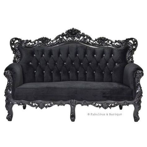 Couch/Sofa/Loveseat Styl Goth, Rococo Sofa, Baroque Bedroom, Black Couch, Rococo Furniture, Baroque Furniture, Gorgeous Sofas, Gothic Furniture, Unique Sofas