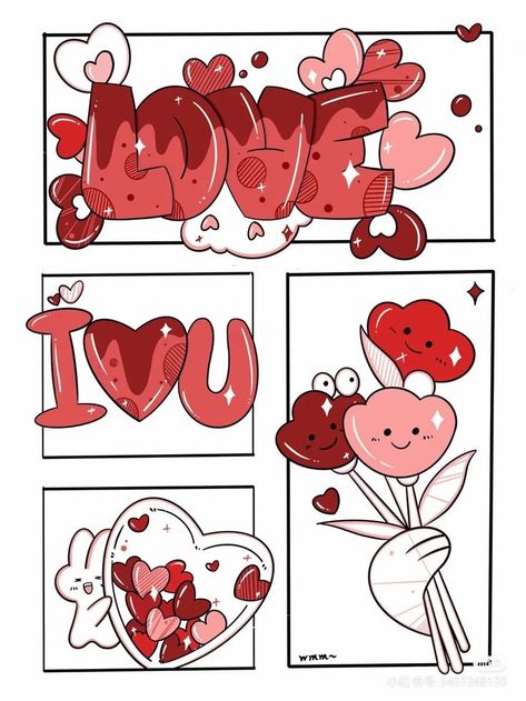 Cute Mini Drawings Love, Cute Drawings For Him Boyfriends, Valentine Card Design, Easy Cakes, Fun Coloring Pages, Aesthetic Cake, Whimsical Art Journal, Desen Realist, Puppies Cute