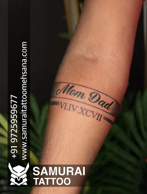 Band Tattoo With Name, Boys Tattoo Design, Tattoo For Boys, Boys Tattoo, Tattoo Band, Band Tattoo Designs, Arm Band Tattoo, Dad Tattoos, Samurai Tattoo