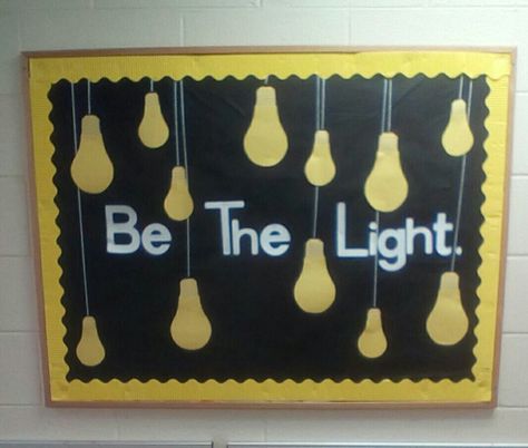 Genesis Bulletin Board Ideas, Lightbulb Theme Bulletin Board, Be The Light Bulletin Board, Easter Bulletin Board Ideas For Church, Light Of The World Bulletin Board, August Bulletin Board Ideas For Church, Be The Light Bulletin Board Ideas, August Church Bulletin Board Ideas, Faith Bulletin Board Ideas