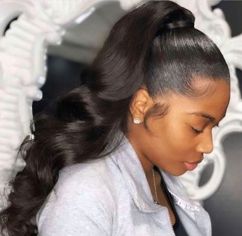 Ponytail With Clip, Body Wave Ponytail, Wave Ponytail, Braids Ponytail, High Pony, Sleek Ponytail Hairstyles, Woman Hairstyles, Pony Tails, Black Hair Extensions